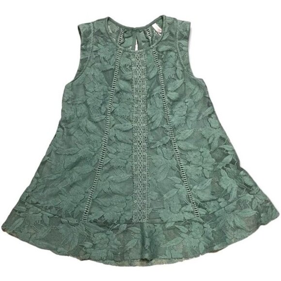 A-line lace overlay swing tunic top boho festival summer romantic XS sleeveless - Picture 1 of 7